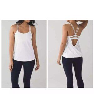 Make a Move solid white draped  open back tank spaghetti straps  built-in bra